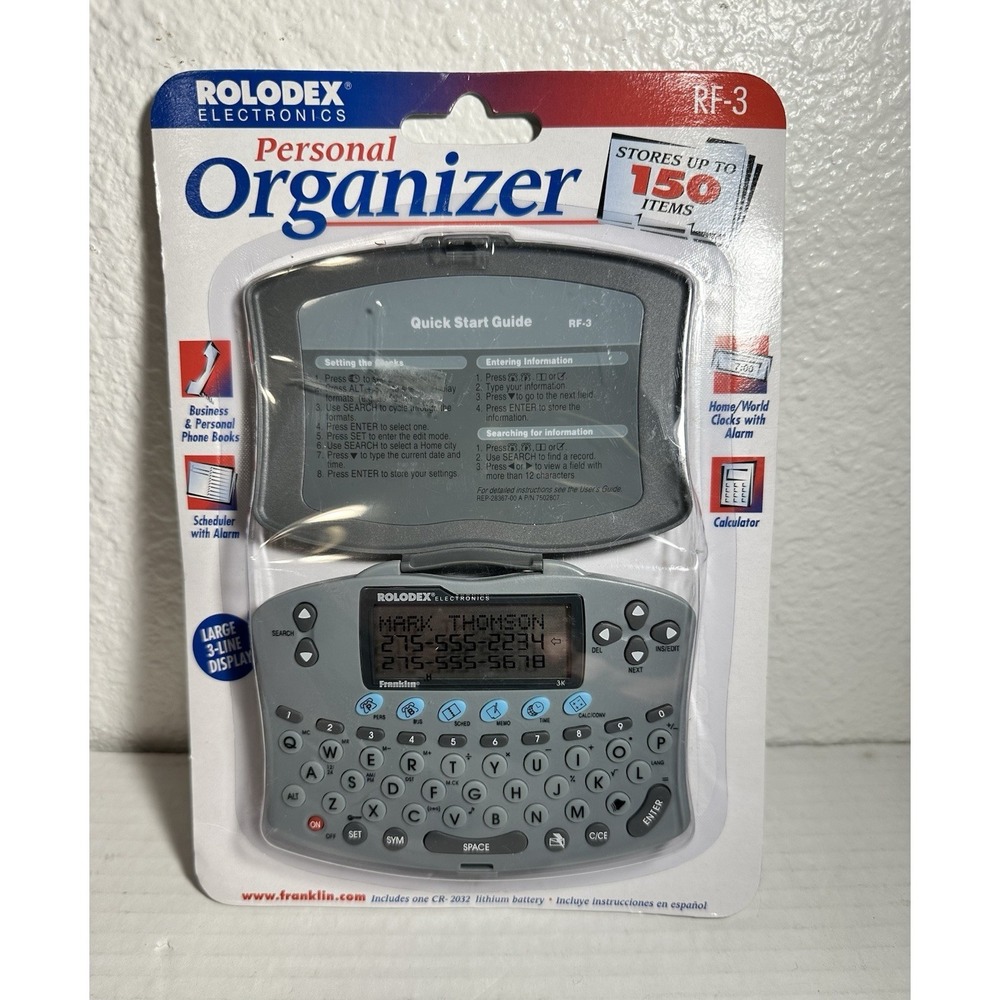Vintage 1999 Rolodex Pocket Organizer Clock Calculator RF-3 Storage Phone Book